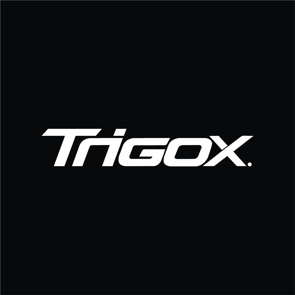 검은 배경에 흰색으로 표현한 트라이고엑스 공식 로고